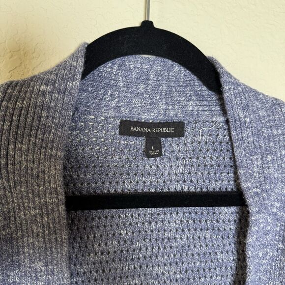 Banana Republic Women's Open Cardigan Sweater Blue Size Large 3/4 Length Sleeve - Picture 2 of 7